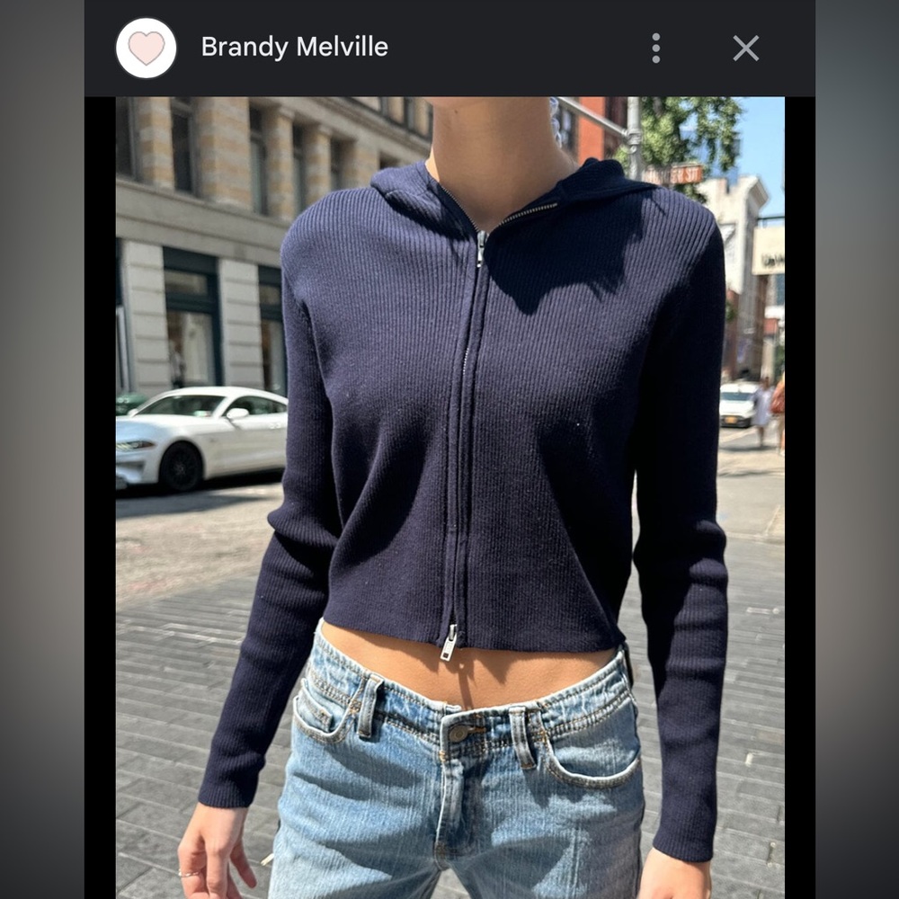 Brandy Melville ARDEN CROP HOODIE in grey